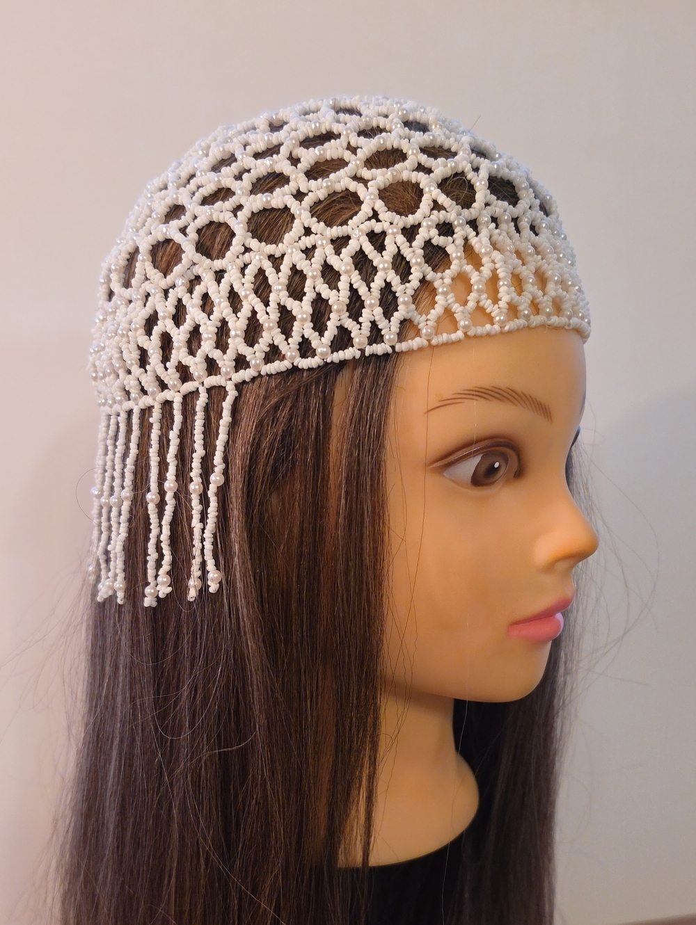 Handmade Beaded Crochet Fringe Hat - Flapper/Egyptian Inspired